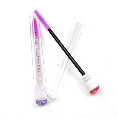 Pink Black Mini Brush Travel Lash Sample With Plastic Tube Silicone Mascara Wands