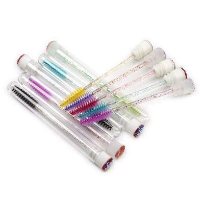 Eyelash Spoolie Custom Mascara Wands With Plastic Tube Glitter Plastic Makeup Brush