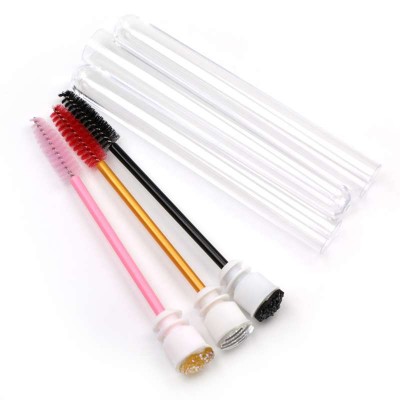 Logo Gold Wands Pink Lash With Holder Lid Disposable Eyelash Brush Mascara Applicator