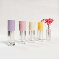 Ready to ship low moq luxury pink top empty glitter lip gloss tube container clear bottle packaging with big wand